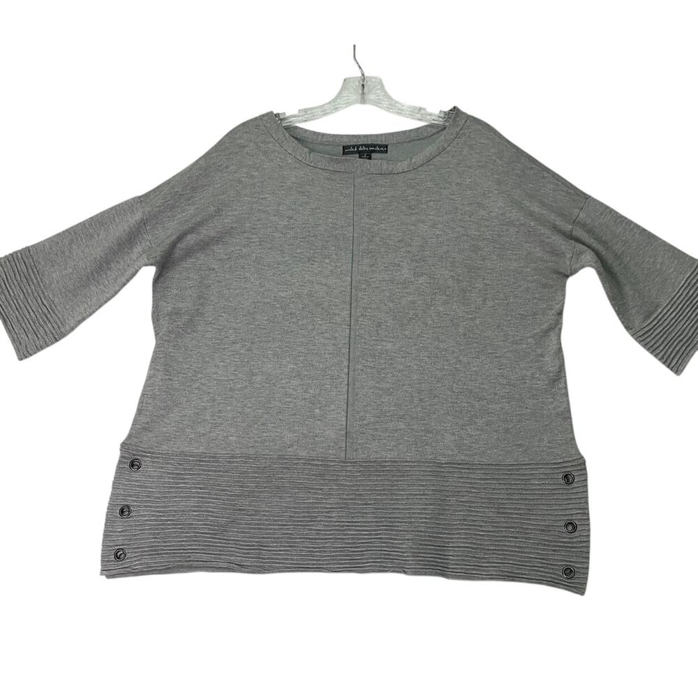 United States of Sweaters Womens Large Gray Drop Sleeve Boat Neck Sweater